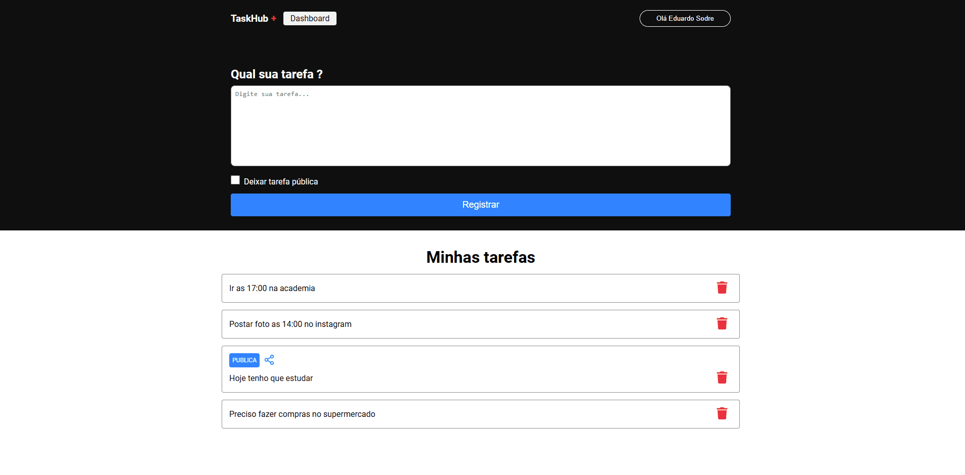 Imagem do projeto Task Hub